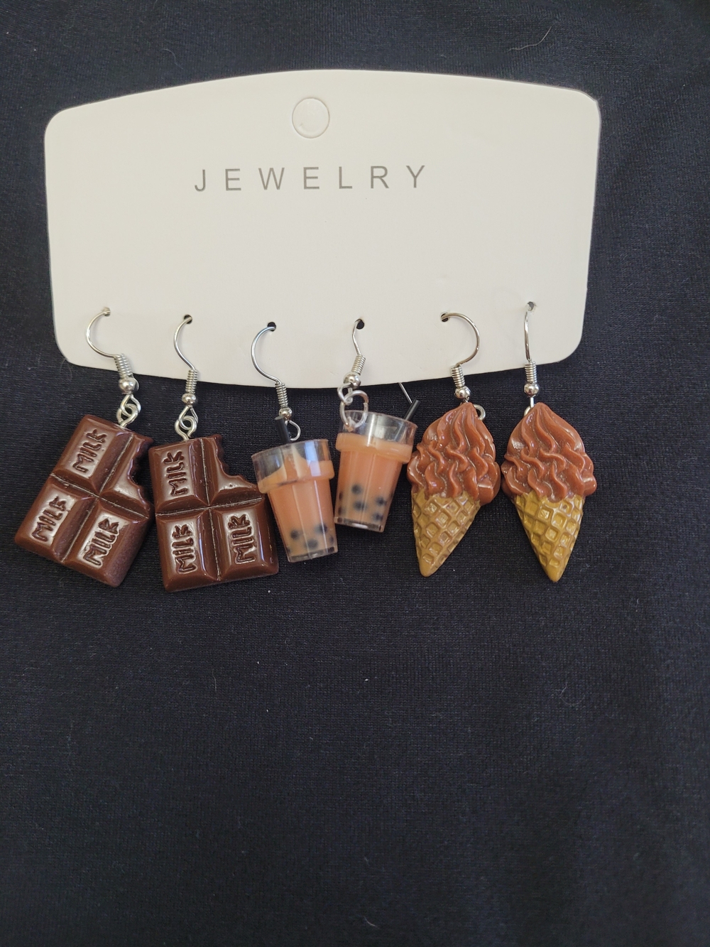 Fashion Jewelry Brown Chocolate, Bubble Tea & Ice Cream Earrings Set